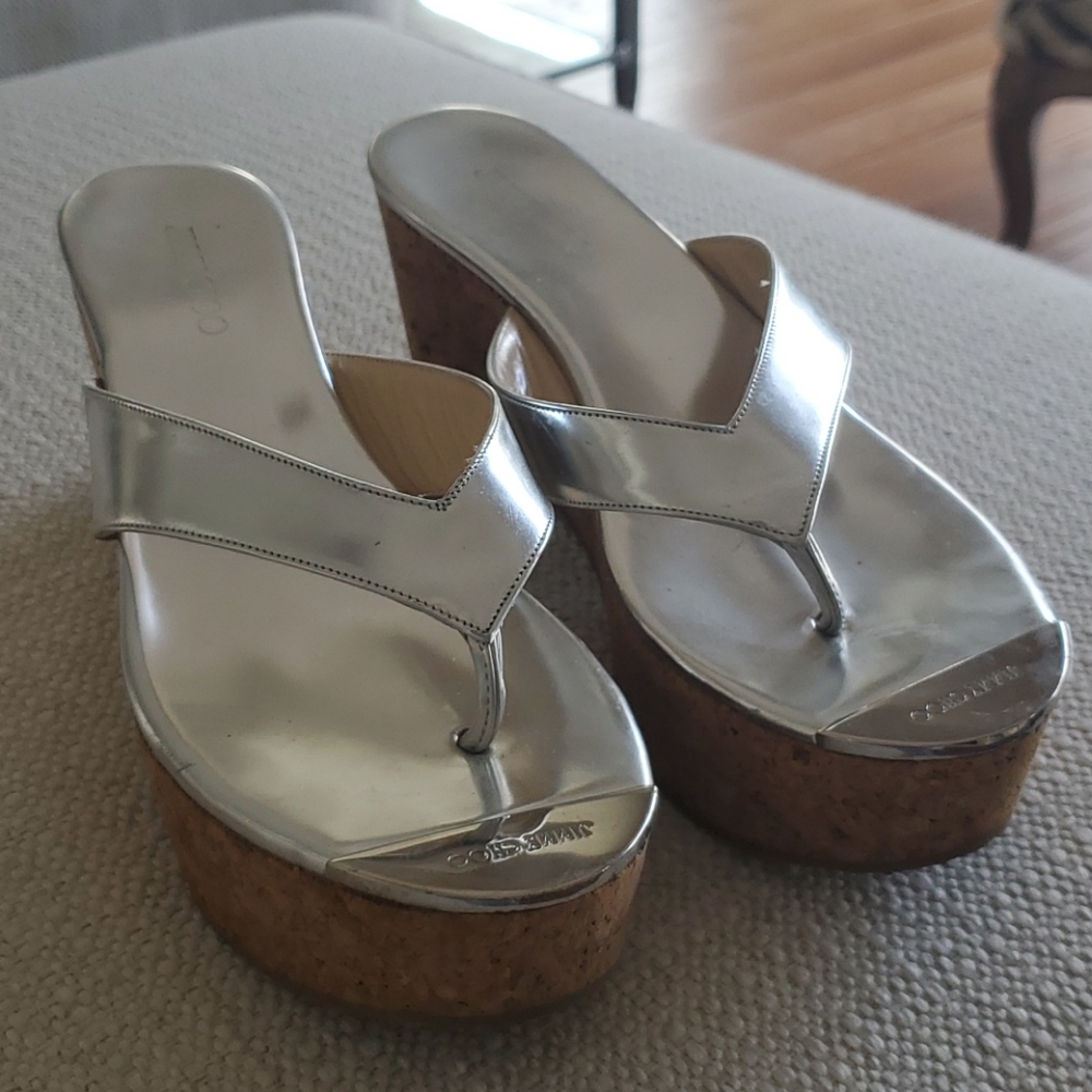 JIMMY CHOO cork wedge thong